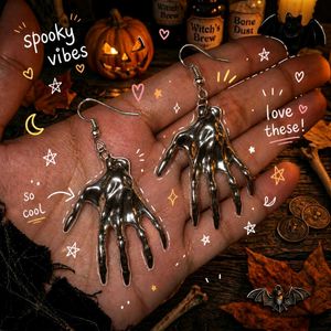 Spooky Gothic Skeleton Hand Dangle Earrings