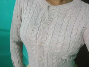 Light Pink Cable Knit Cardigan