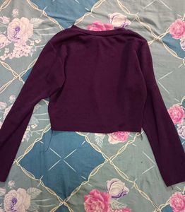 Purple Long Sleeve Cropped Top