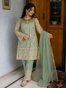 Elegant Mint Green Kurta Set with Dupatta