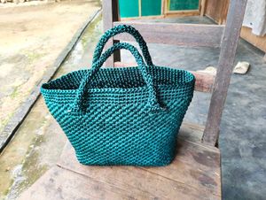 Crochet Emerald Tote Bag