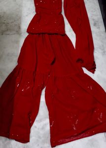 red chikankari sharara set❤️
