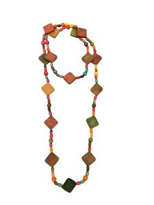 Boho Beaded Wood Necklace