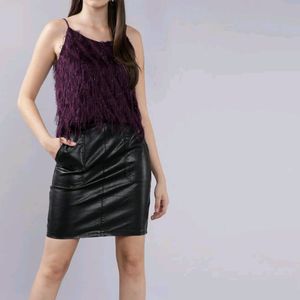 Women purple solid A-line top...