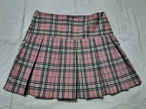 Pink Plaid Pleated Mini Skirt