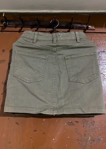 Olive Green Zipper Skirt
