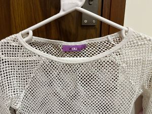 Open-Knit Mesh Top