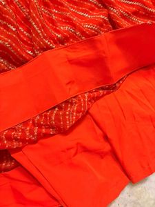 Orange Bandhani Lehenga Choli Set