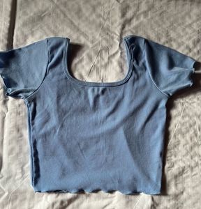 Sky Blue Cropped T-Shirt