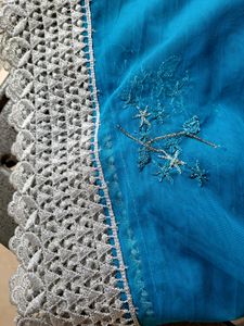 Boutique Piece New Net Saree With Border Lace