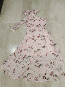 Beautiful One Shoulder Sleeved Long Dress