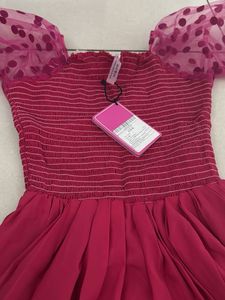 Chic Ruffled Sleeve Pink Dress