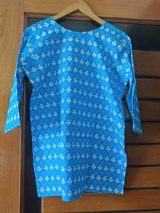 Blue Printed Cotton Kurta
