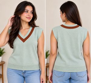 Mint Green V-Neck Knit Top