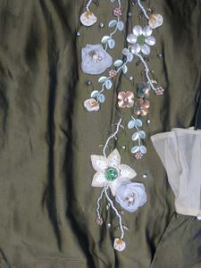 Olive Green Embroidered Kurta Set