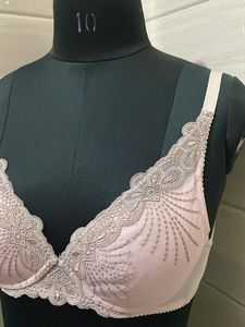 34B Elegant Embroidered Pink Bra