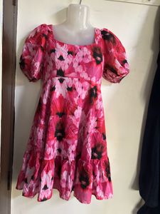 Vibrant Floral Print Mini Dress