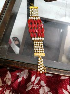 Coral and Pearl Beaded Bracelet