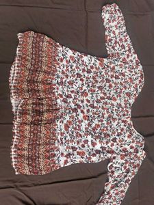 Boho Floral Print Tunic Top