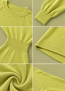 LIME GREEN KNITTED LONG SLEEVE BODYCON DRESS