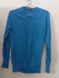 women Blue V-Neck Sweater