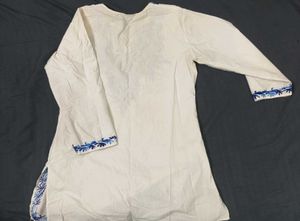 White Kurta with Blue Embroidery