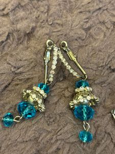 Combo of Elegant Crystal &amp; Blue Bead Earrings