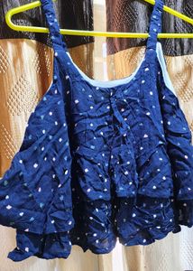 Cute Navy Blue Polka Dot Crop Top