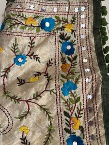 NEW! PURE Chapa Work Silk Hand Embroidery Duppata
