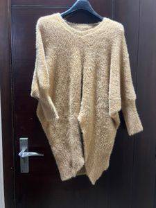 Beige Fuzzy Tunic Top
