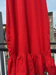 Red Ruffle-Hem Sundress