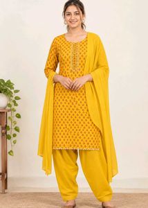 Yellow Chudidhar Set|Self-Stitched|Can Be Loosened