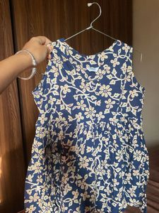 Navy Blue Floral Print Maxi Dress