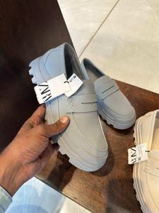 Grey Chunky Sole Loafers