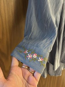 westside Embroidered Grey Tunic Top