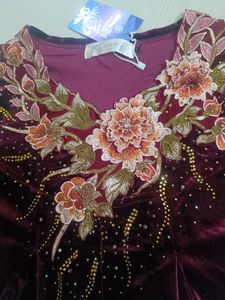 Elegant Velvet Embroidered Kurta