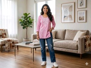 Pink Embroidered Kurta