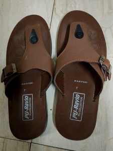 Men's Brown PU-Ravio Flip Flops one free top 🎁