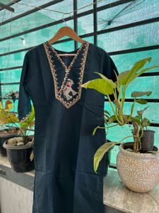 Elegant Embroidered Navy Kurta