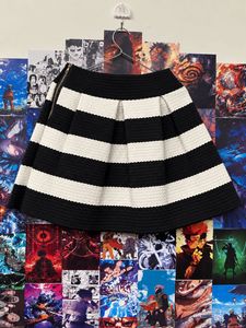 Chic Black & White Striped Skater Skirt