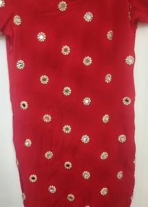 Urgent Sell  Red Mirror Embellished Kurta