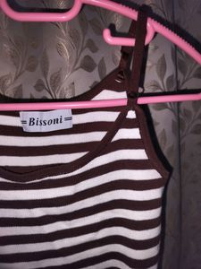 New Brown and white ribbed crop top