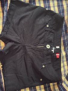 Black Denim Cutoff Shorts