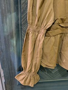 Stylish Brown Puff Sleeve Top