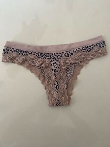 Leopard Print Lace Trim Thong