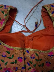 Embroidered Orange Blouse