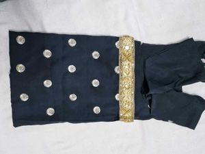 Elegant Black Kurta Set with Silver Embellishments