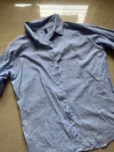 Blue Striped Button-Up Shirt