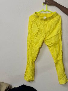 Bright Yellow Crinkle Palazzos