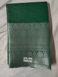 Elegant Green Silk Saree with Blouse
